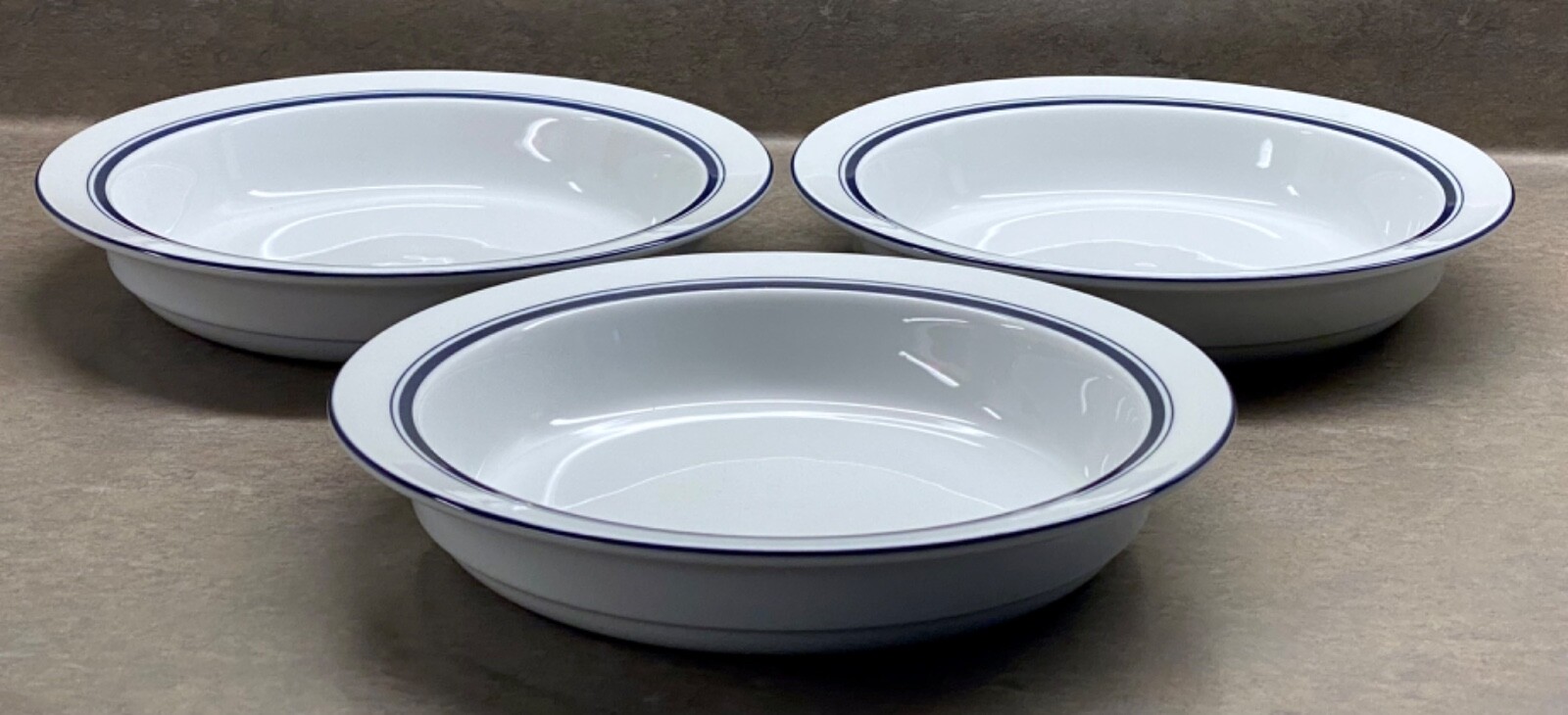 ELEGANT DINING (3) DANSK Bistro Christianshavn Blue 8″ Low Rimmed Soup Bowl EUC