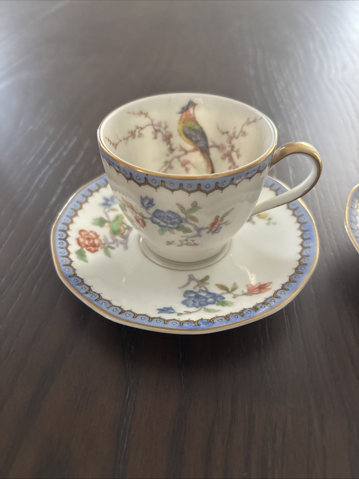 Lot of 2 Theodore HAVILAND Limoges France Cup & Saucer Birds Of Paradise