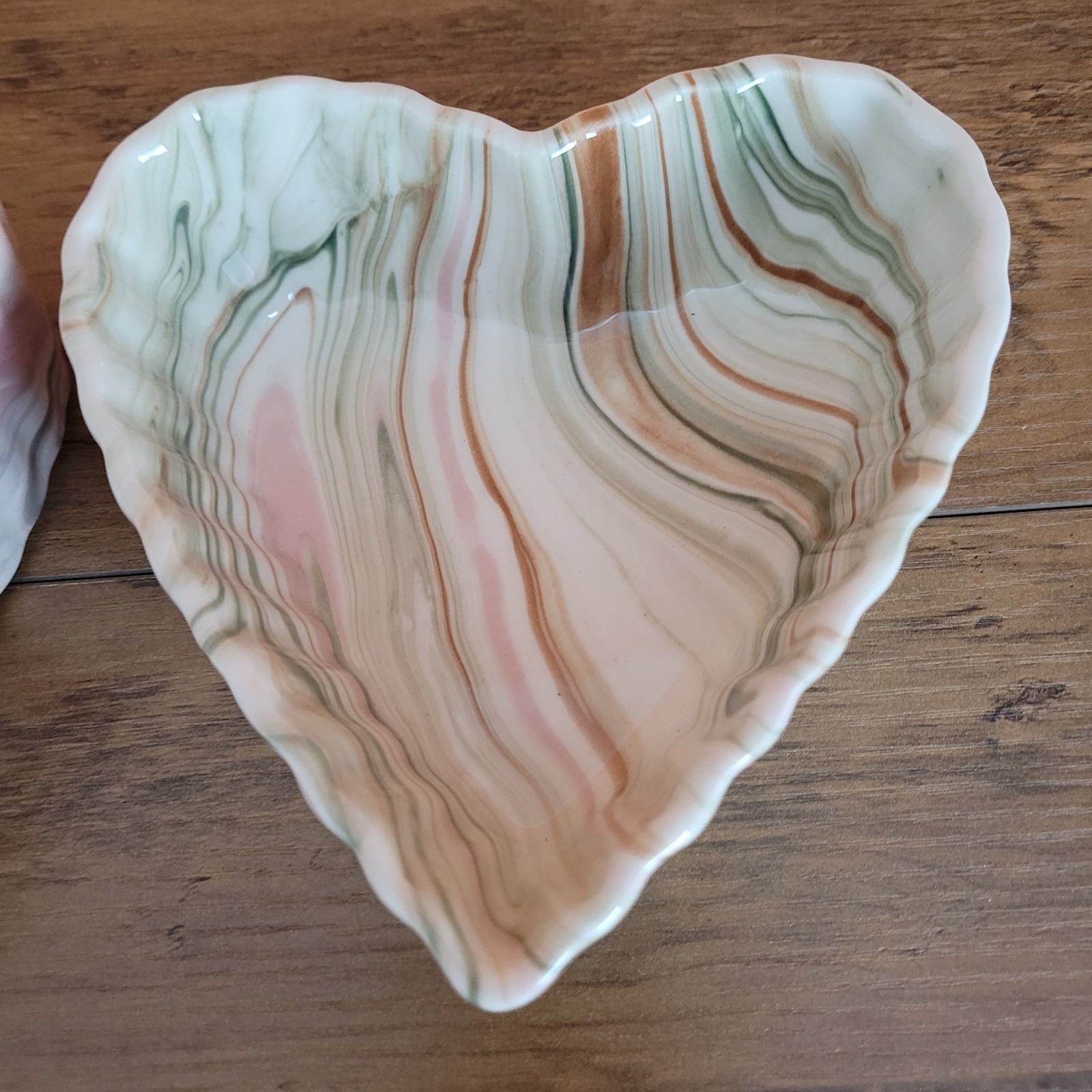 Pottery Studio Heart Shaped Deep Dish Swirl Pattern Bowls Set Of 2 NEW