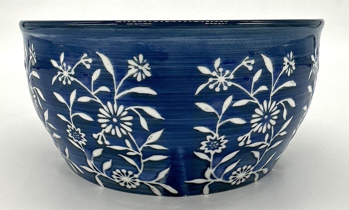 Yokohama Studio Blue Flowers Rice Soup Noodle Bowl 6″ Hand Painted Porcelain