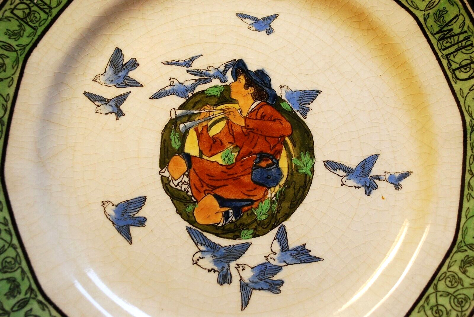 RARE Antique Set 6 Royal Doulton PIPING DOWN THE VALLEYS WILD Plates c1911 8.5″