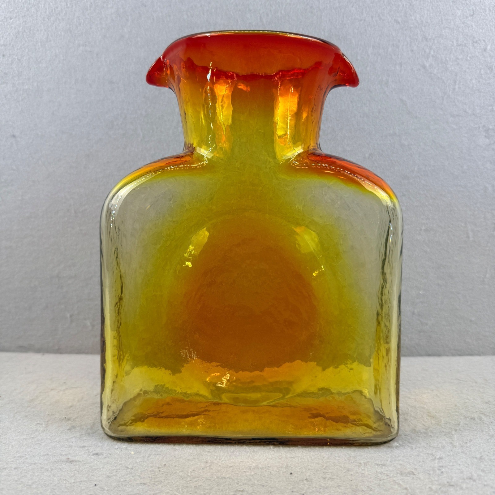 Blenko 384 Tangerine Orange Water Bottle Glass Pitcher MCM UV Glow