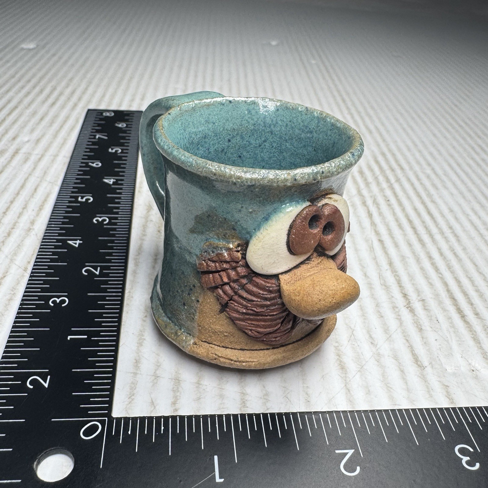 Vintage Signed Mahon Pottery 3D Funny Ugly Face Mug Shooter Shot Glass