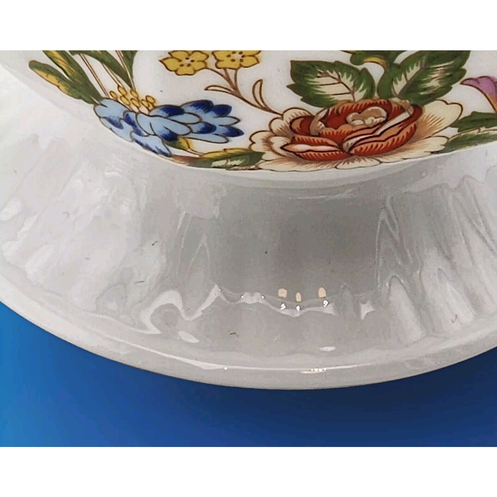 Aynsley Cottage Garden Hexagon Footed Bowl English Bone China 3″ Tall VTG 1985