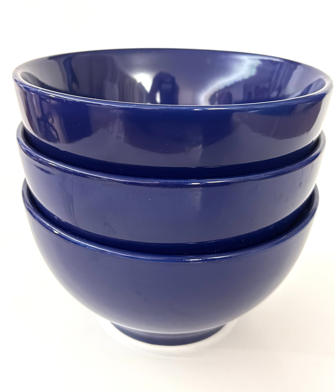 Set of 3 Cobalt Blue Ceramic Cereal Bowls 5 1/2” W X 3 1/4” H, Dishwasher Safe