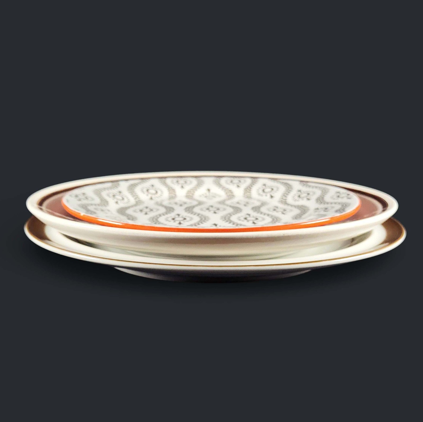 3 Mismatched Plates Brown Gallery Wall Collection Retro Rustic Boho Decor