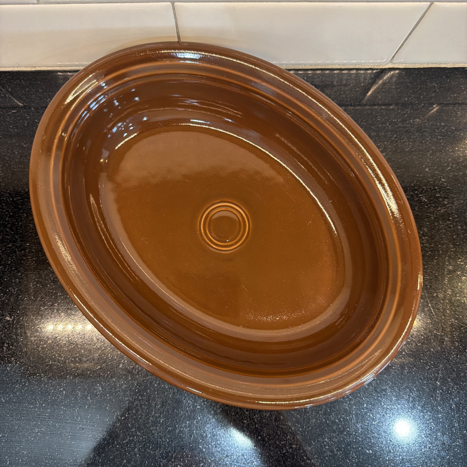 Fiestaware Chocolate Retired 10 1/4″ Oval Brown Vegetable 40 Oz Serving Bowl