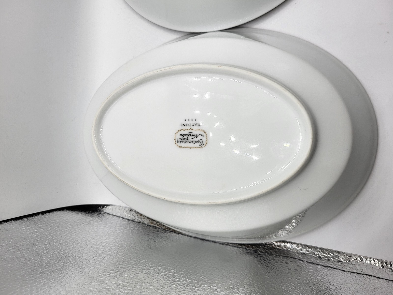Two Noritake 2359 Maytone Vegetable Serving Bowls (9.75″ Oval & 8.75″ Round)