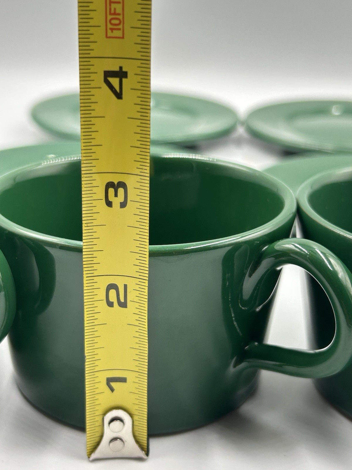 Vintage Ralph Lauren Italy Hunter Green Pottery Tea Cups & Saucers Set 4 Italy