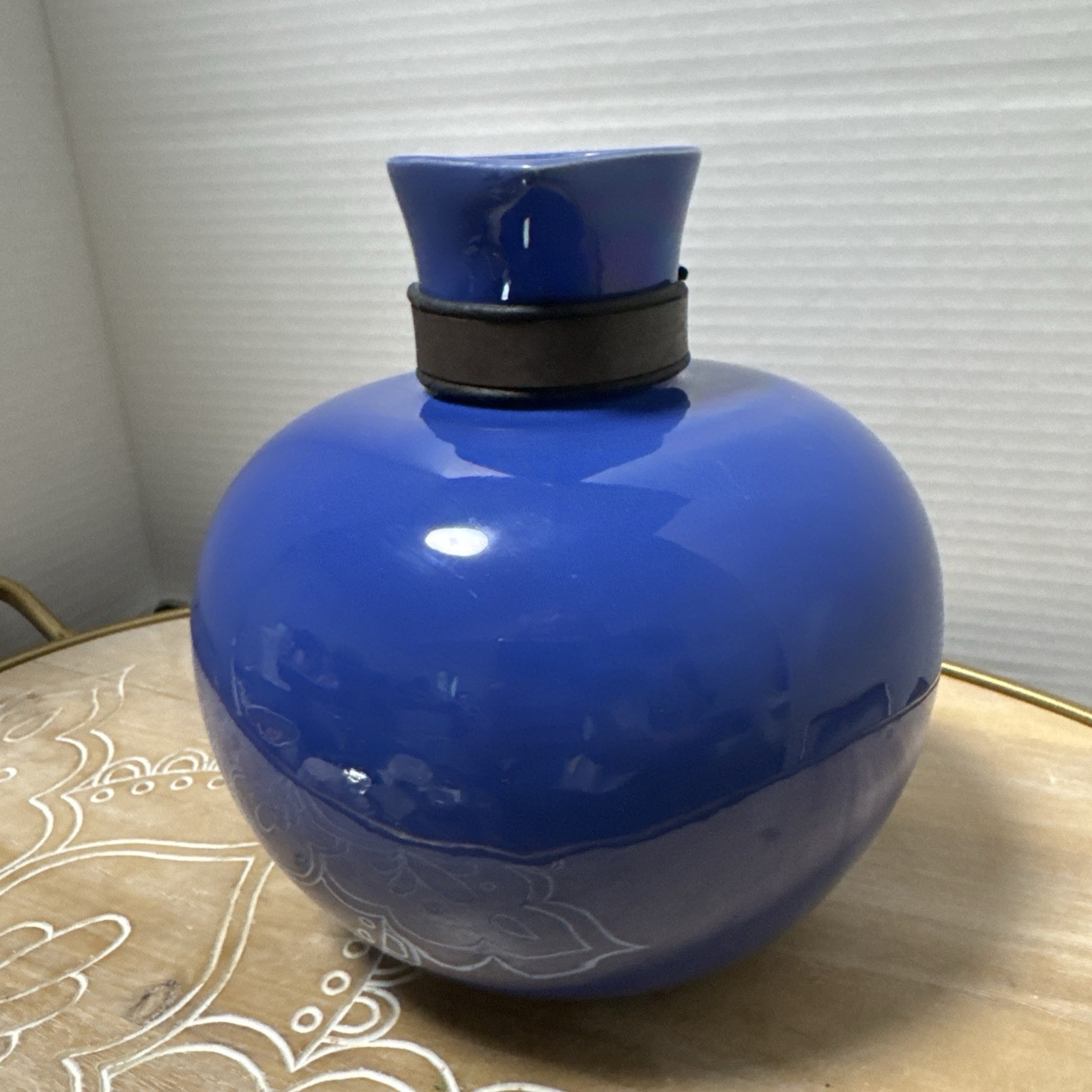 Vintage 1930s Hollydale Pottery California Cobalt Glaze Coffee Carafe Jug