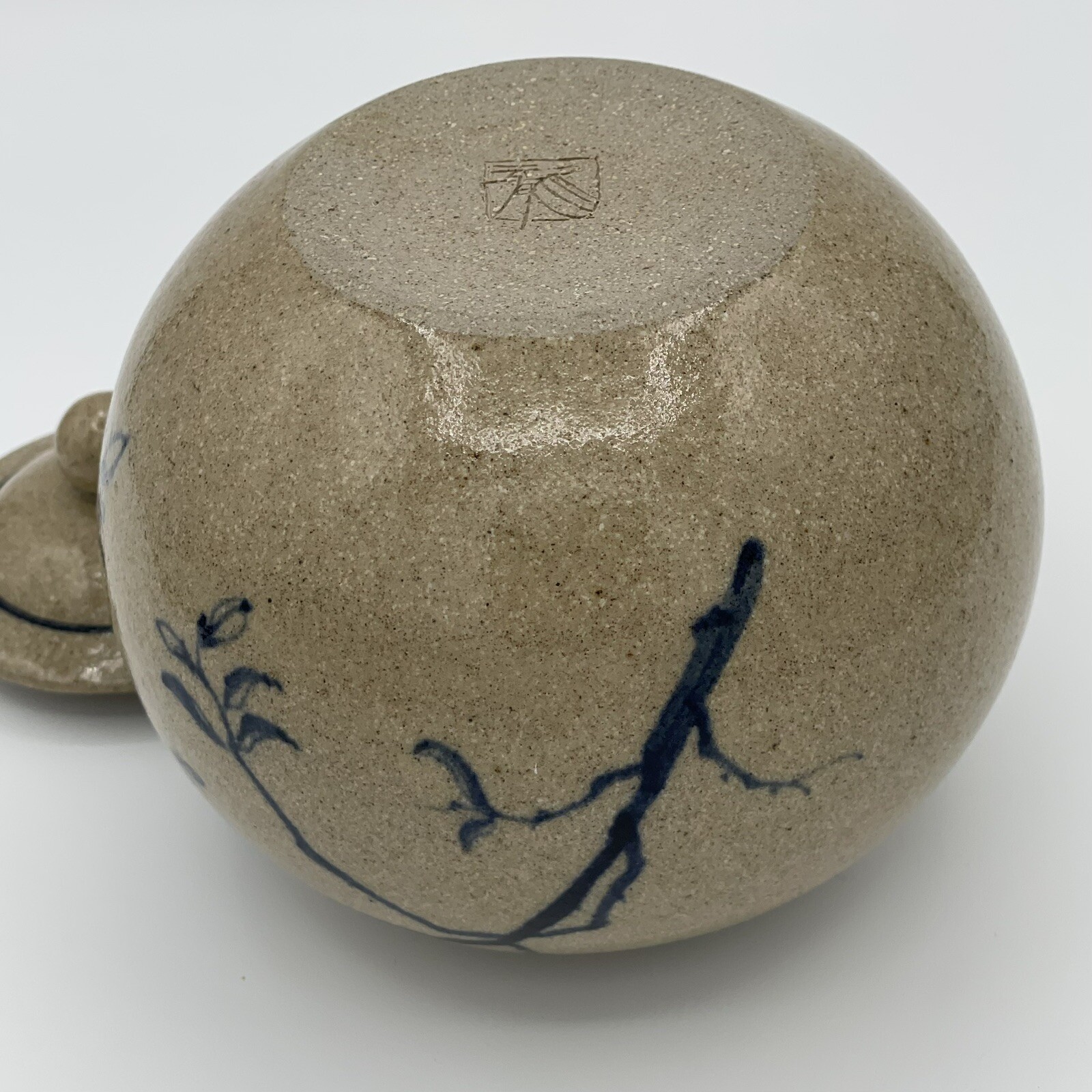 Art Pottery Earthenware – Honey Jar with Blue Flower Design and Bees