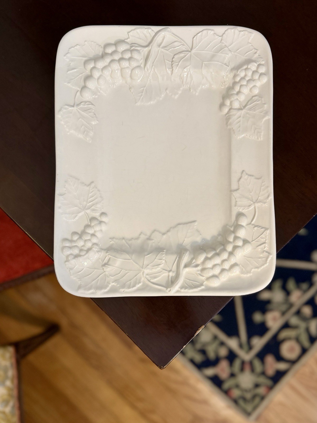 Elios Italian Grapevine Serving Platter Italy Ivory White Pottery Tray Decor