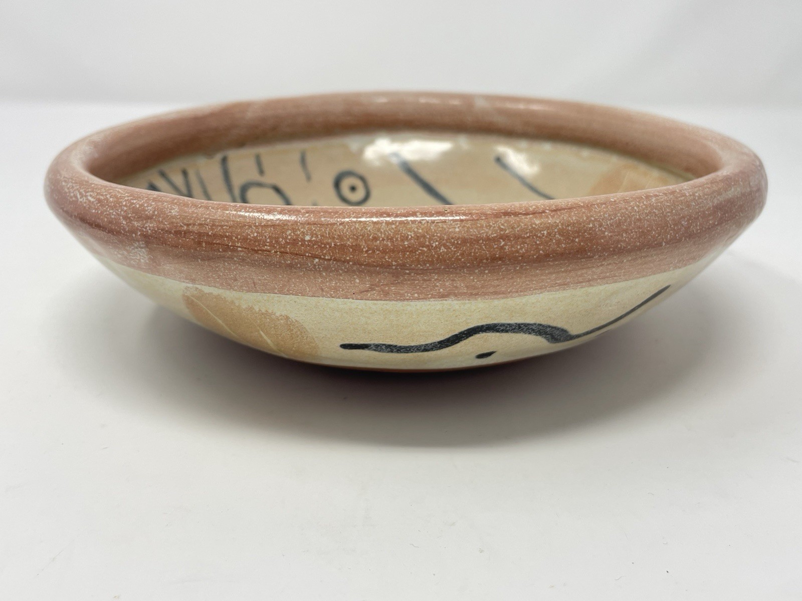 T S Post Pottery Bowl 7.5” 1988 Studio Art Abstract Southwest Signed Vintage