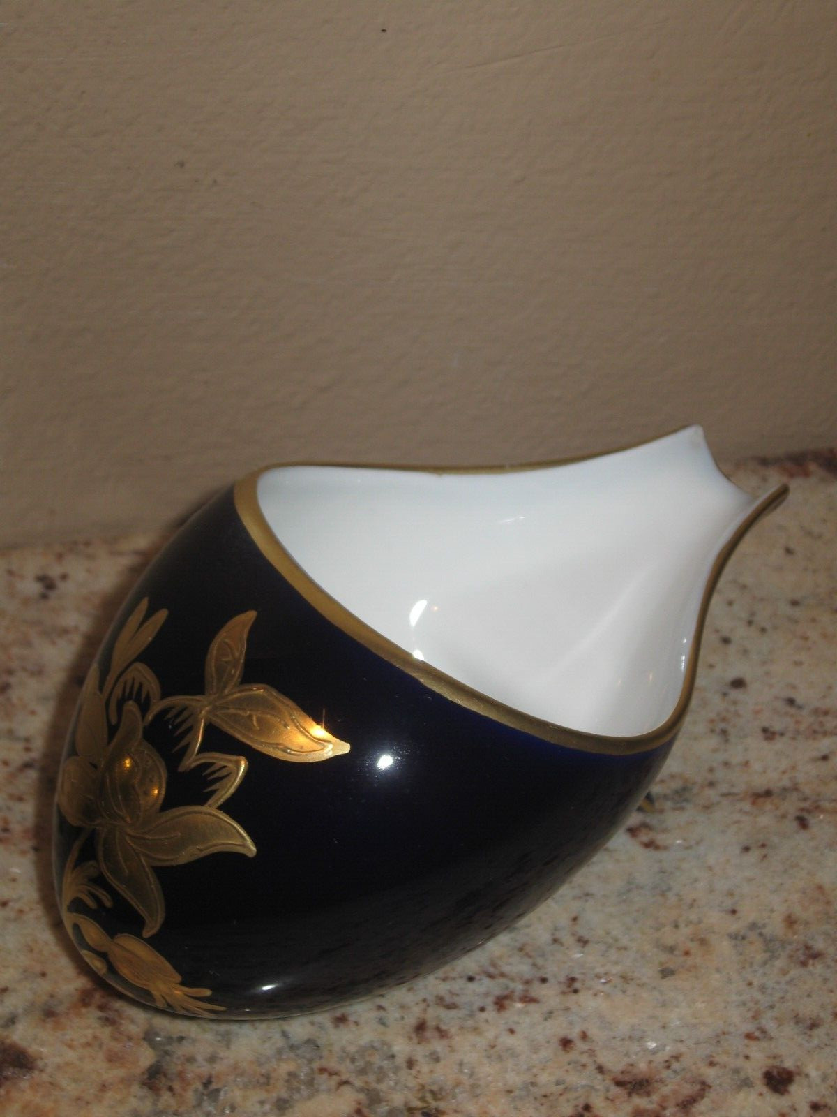 ECHT KOBALT JLMENAU COBALT BLUE GOLD FLORAL DESIGN GERMANY SPOONREST