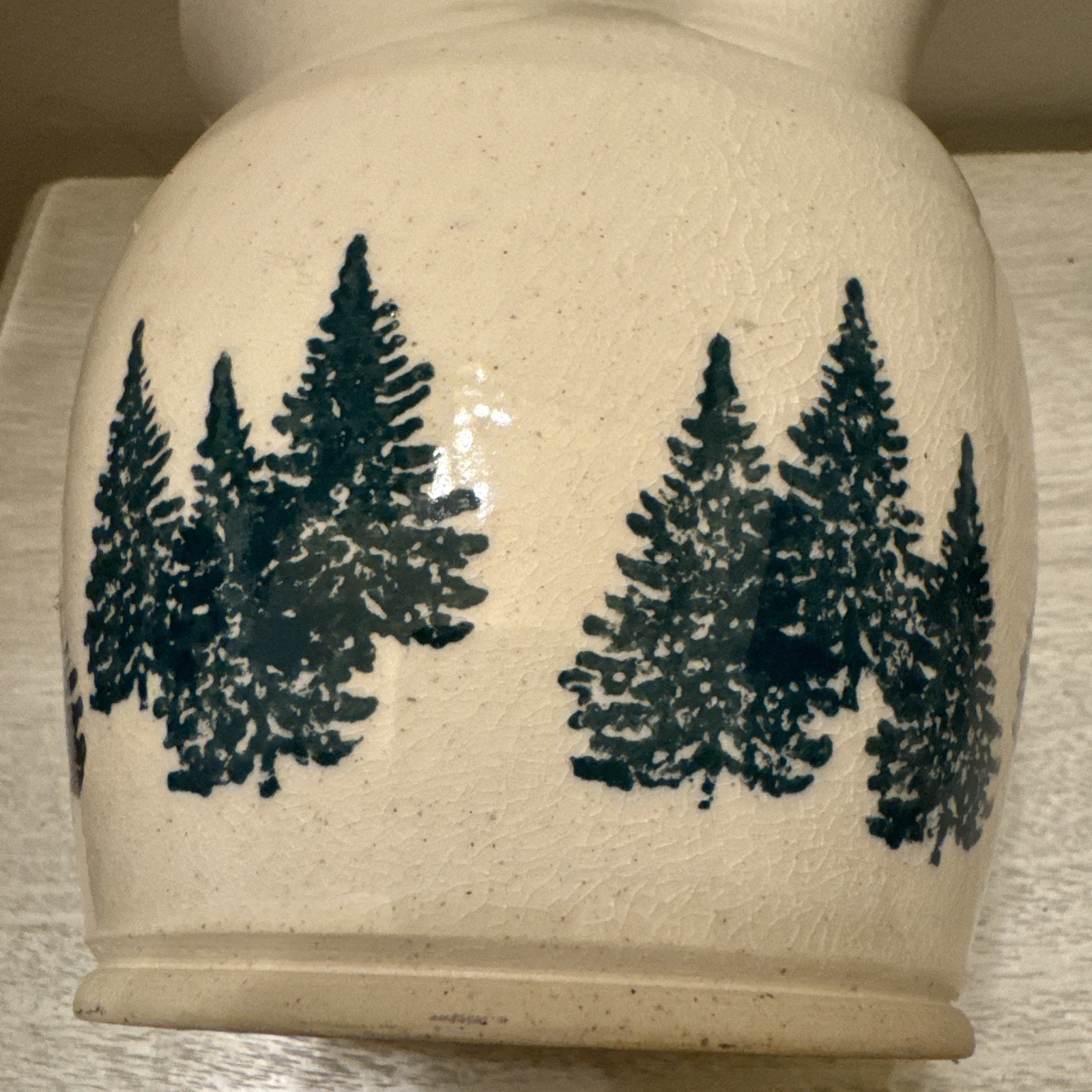 VTG 1992 Three Rivers Pottery Stoneware Pitcher – Hand-Thrown Pine Tree Motif