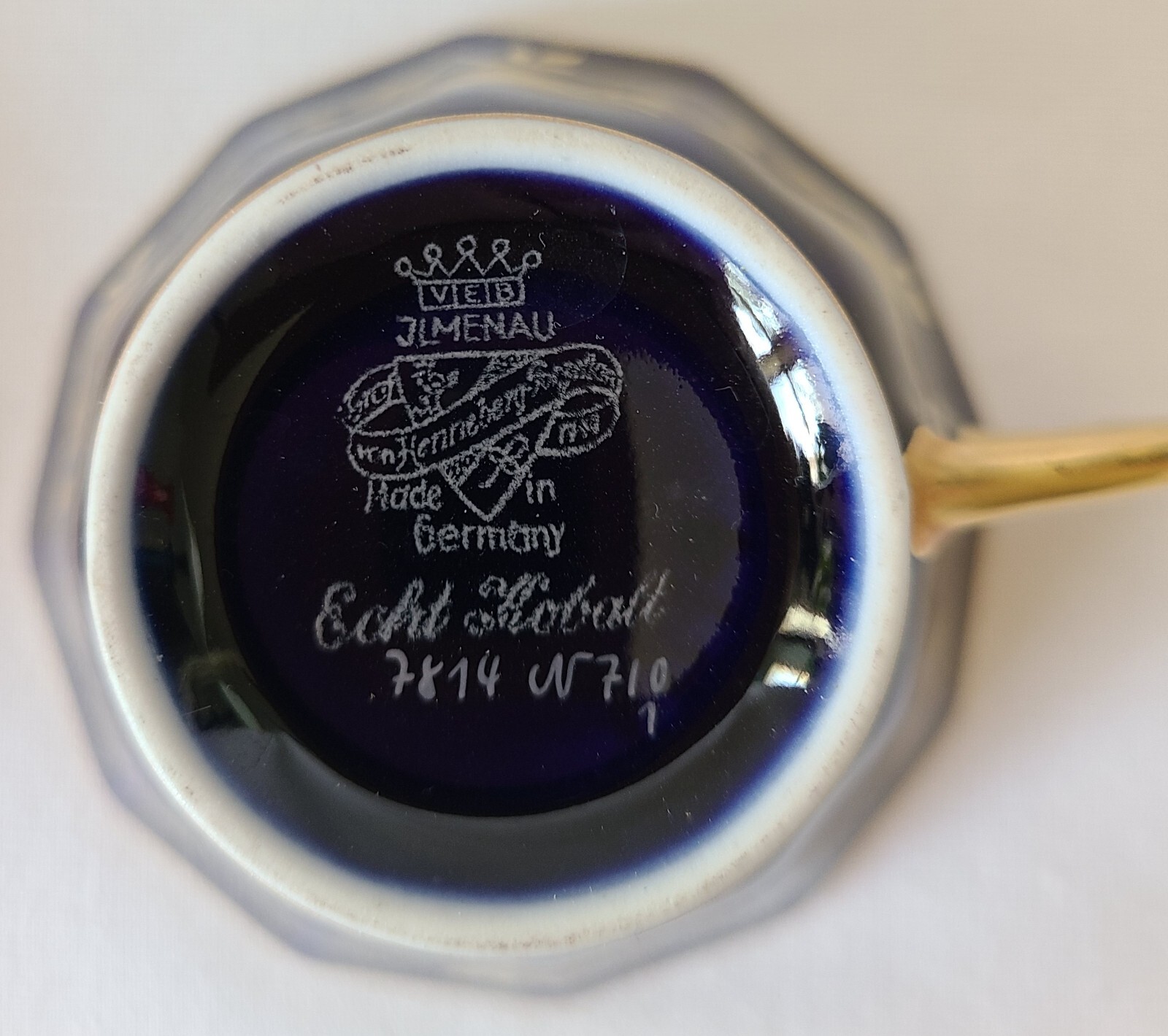 Vintage JLMENAU Graf Von Henneberg Echt Kobalt Demitasse Espresso Cup & Saucer