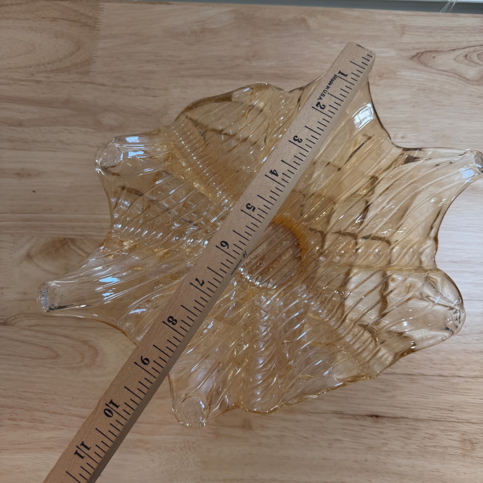 Vintage Antica Cristalleria Hand Blown Champagne Italian Art Glass Flower Bowl