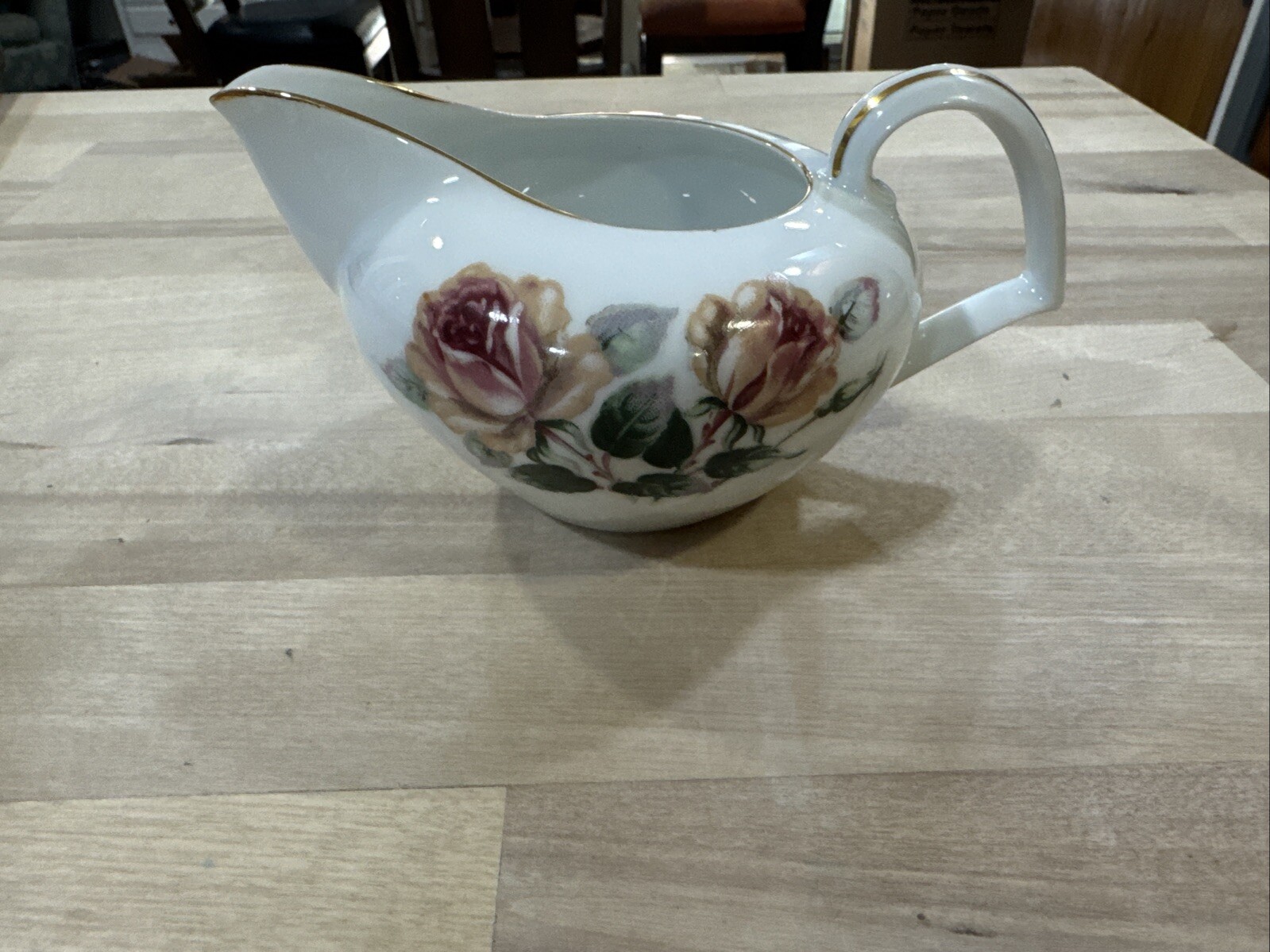 Narumi Kent Yellow Rose Creamer Peach Garden Flowers Tea Party