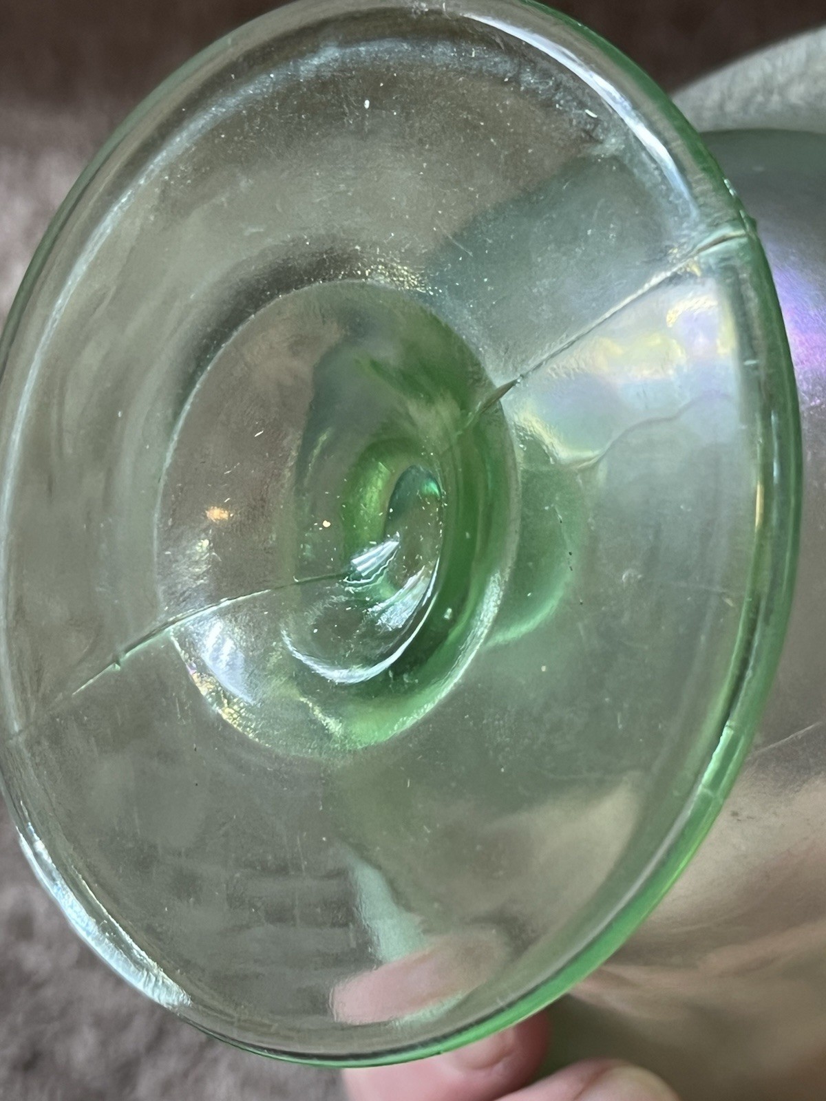 Rare Vintage Uranium/Vaseline Glass Pedestal Bowl-6”