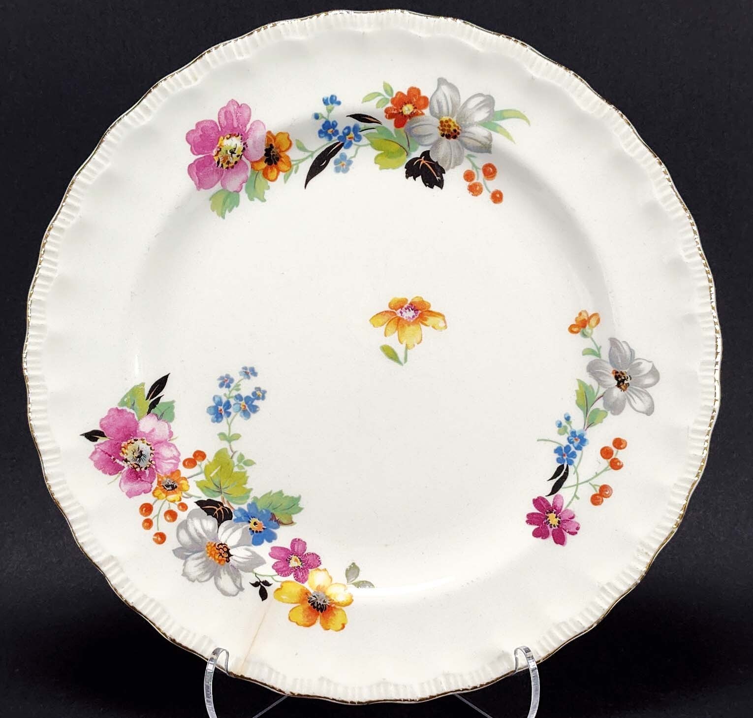 4 Vintage Mismatched China Salad Plates Gallery Wall Collection Display Cracked