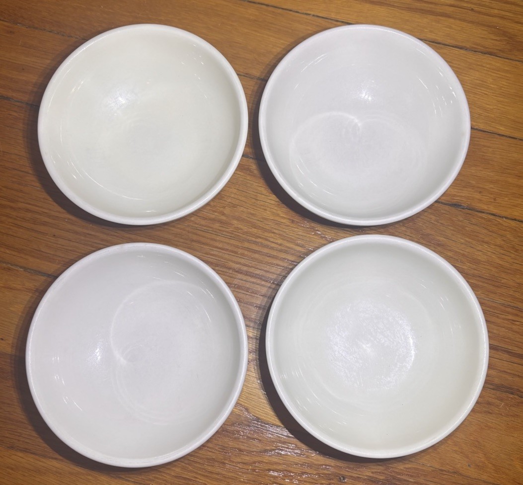 Set of 4 Russel Wright Iroquois Casual China White 5 1/4″ Cereal Bowls READ!!!