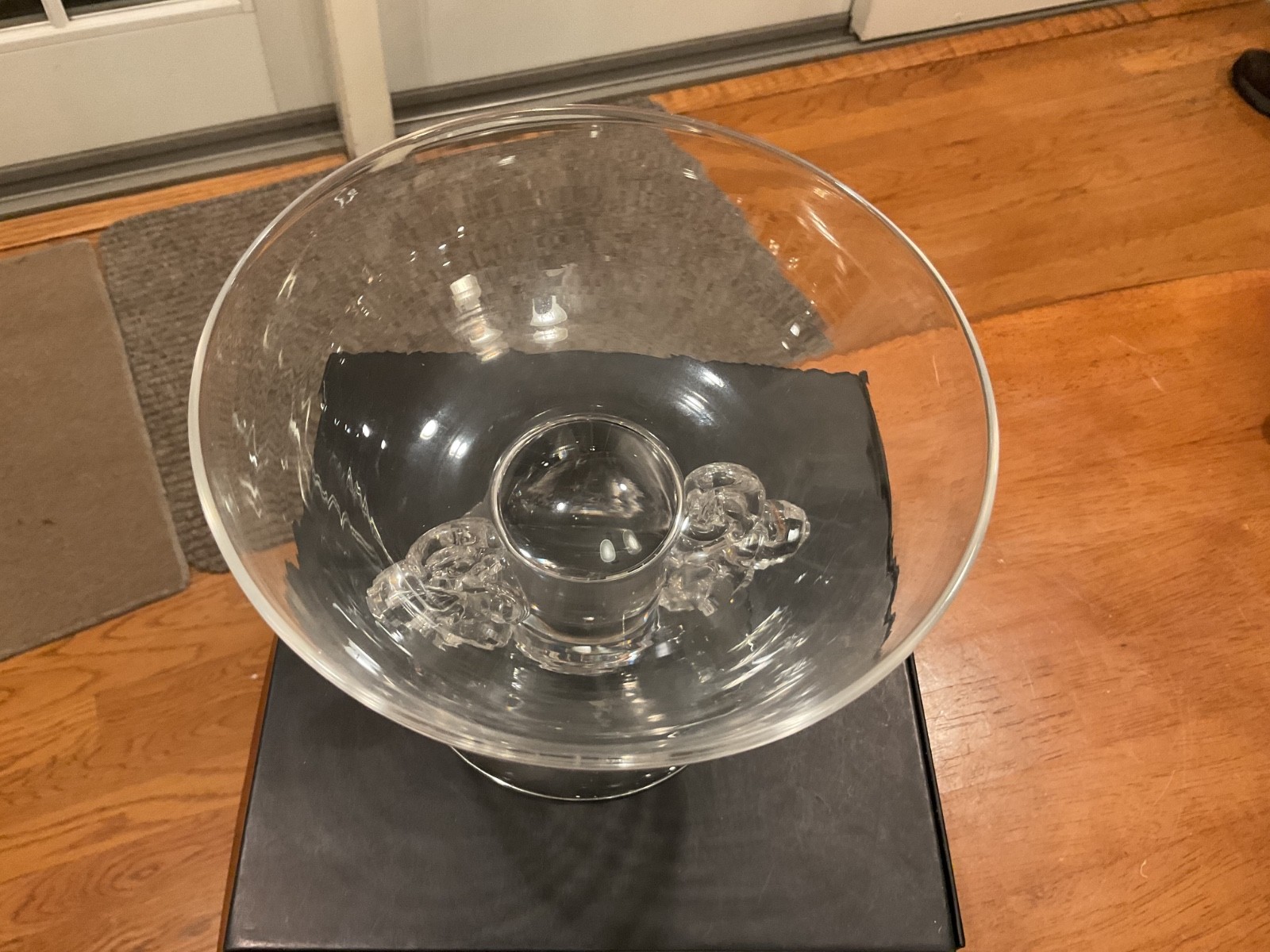 SIMON MOORE SIGNED / DATED CONTEMPORARY STUDIO ART GLASS COMPOTE DATED 1992