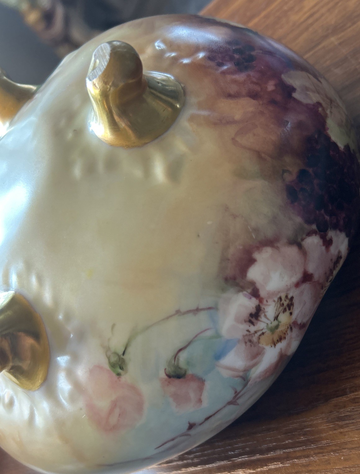 Antique Bavaria Hand Painted Antique Roses Pedestal Serving Bowl