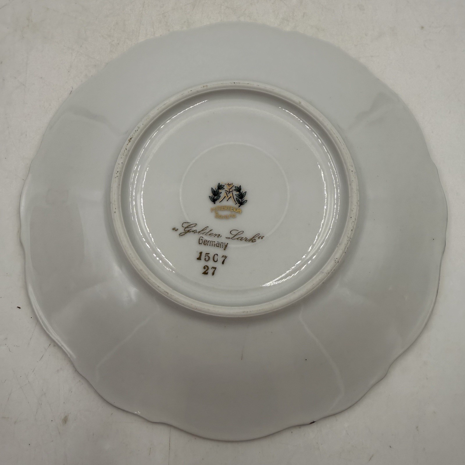Mitterteich Bavaria Golden Lark Tea Coffee Cups Saucers Set of 3 Made in Germany