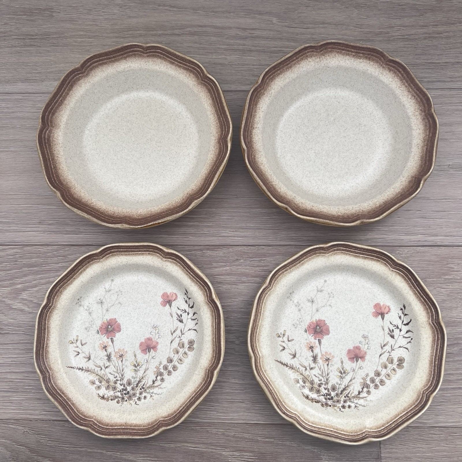 Mikasa Whole Wheat Jardiniere E8000 Salad Plates and Bowls Flioral Stoneware