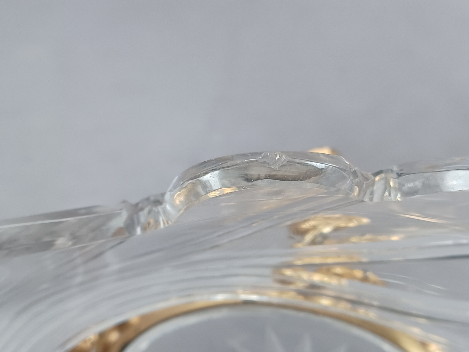 Antique French Cut Glass & Gilt Ormolu Neoclassical Shell Bowl Circa 1820s-1840s