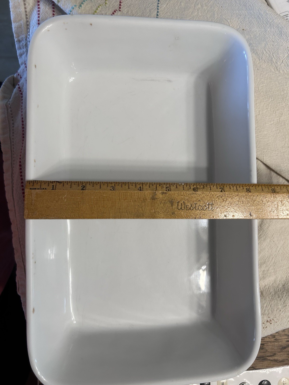White Ceramic California Rectangular Baker, 8.25×13” Unbranded Stamped N-7 2/5