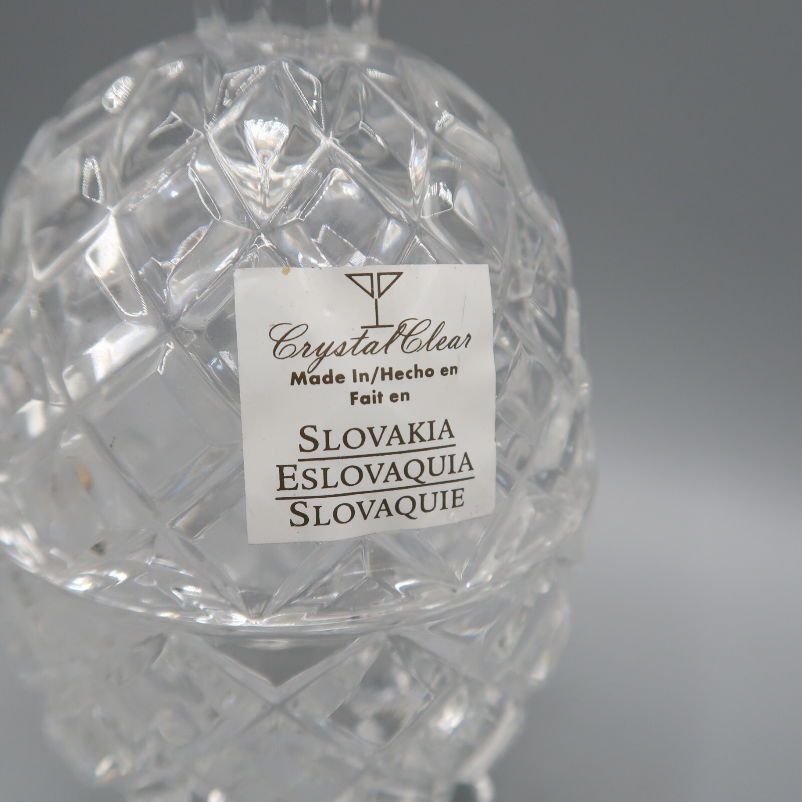 Vintage Pineapple Shape Crystal Clear Glass Footed Covered Candy Dish Slovakia