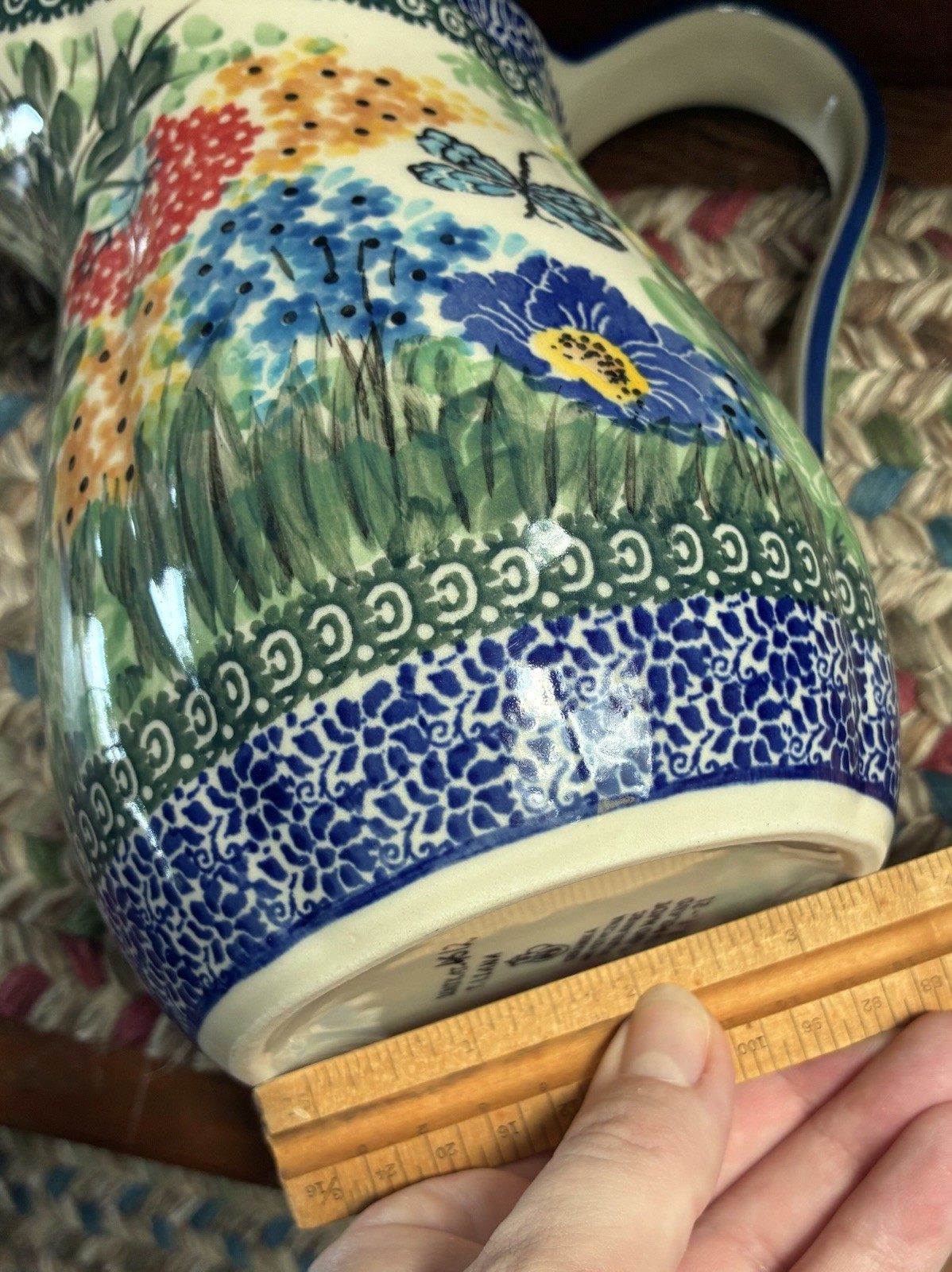 UNIKAT 4612 Blue Rose Polish Pottery 8” Teresa Pitcher