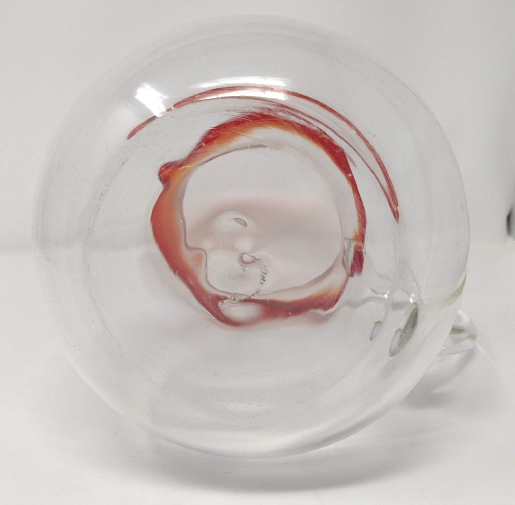 Mexican Handblown Red Rim Glass Pitcher Large 8 3/4″