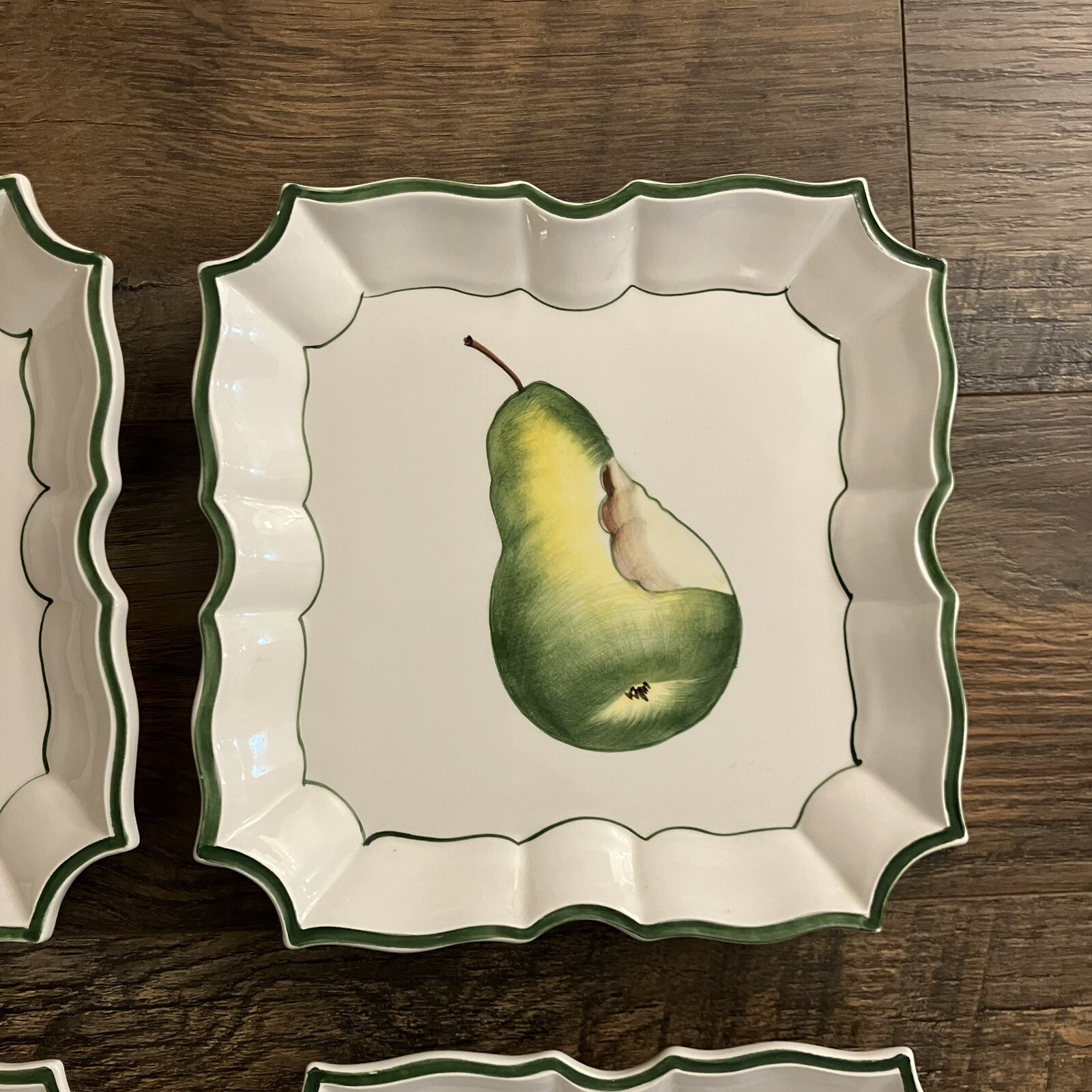Vintage Set 4 Vietri Disappearing Pear Wall Hanging Plates 8 3/4″ each