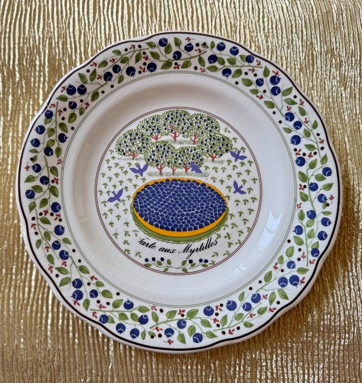 5 Gien Tart Plates Marie-Pierre Boitard 7.5 inches France