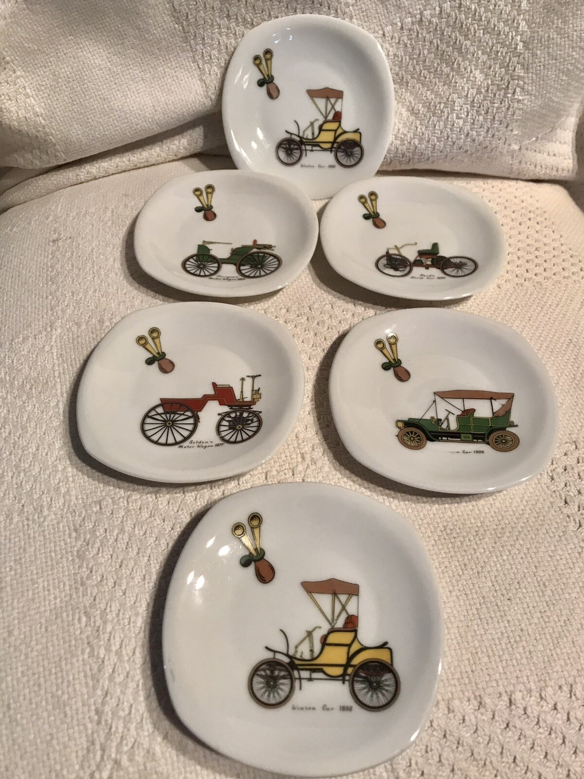Winterling Marktleuthen (Bavaria) Antique Autos Small plates set of (6) 4.25”