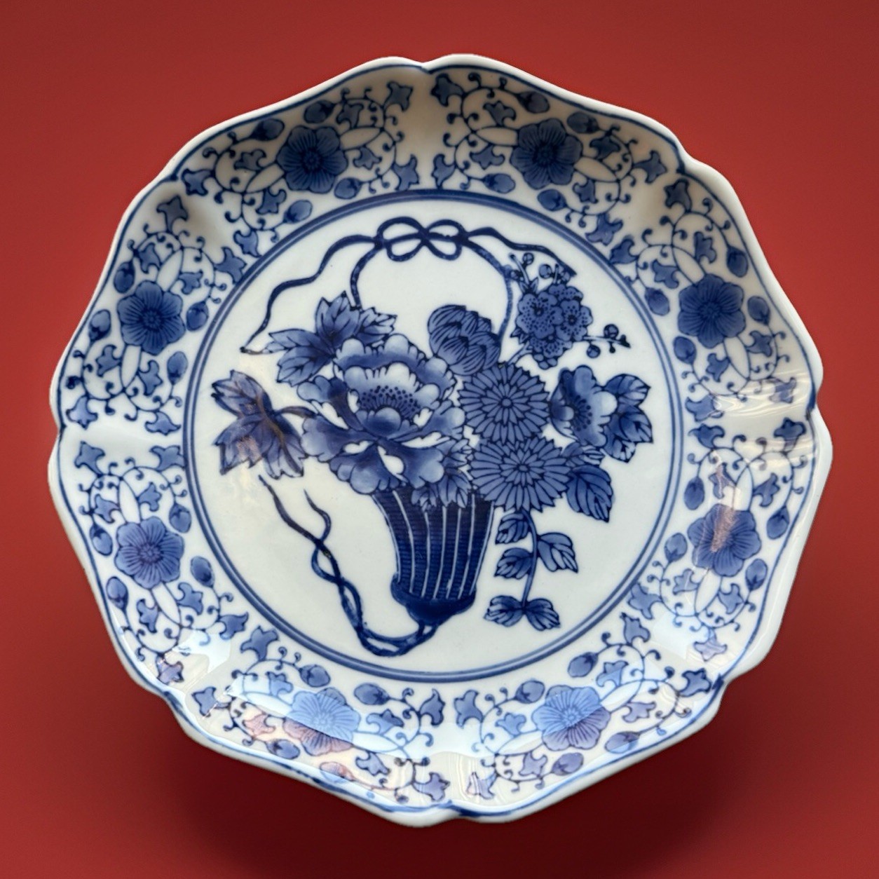 Blue White Porcelain Centerpiece Pedestal Footed Bowl Tazza Dish Floral Pattern