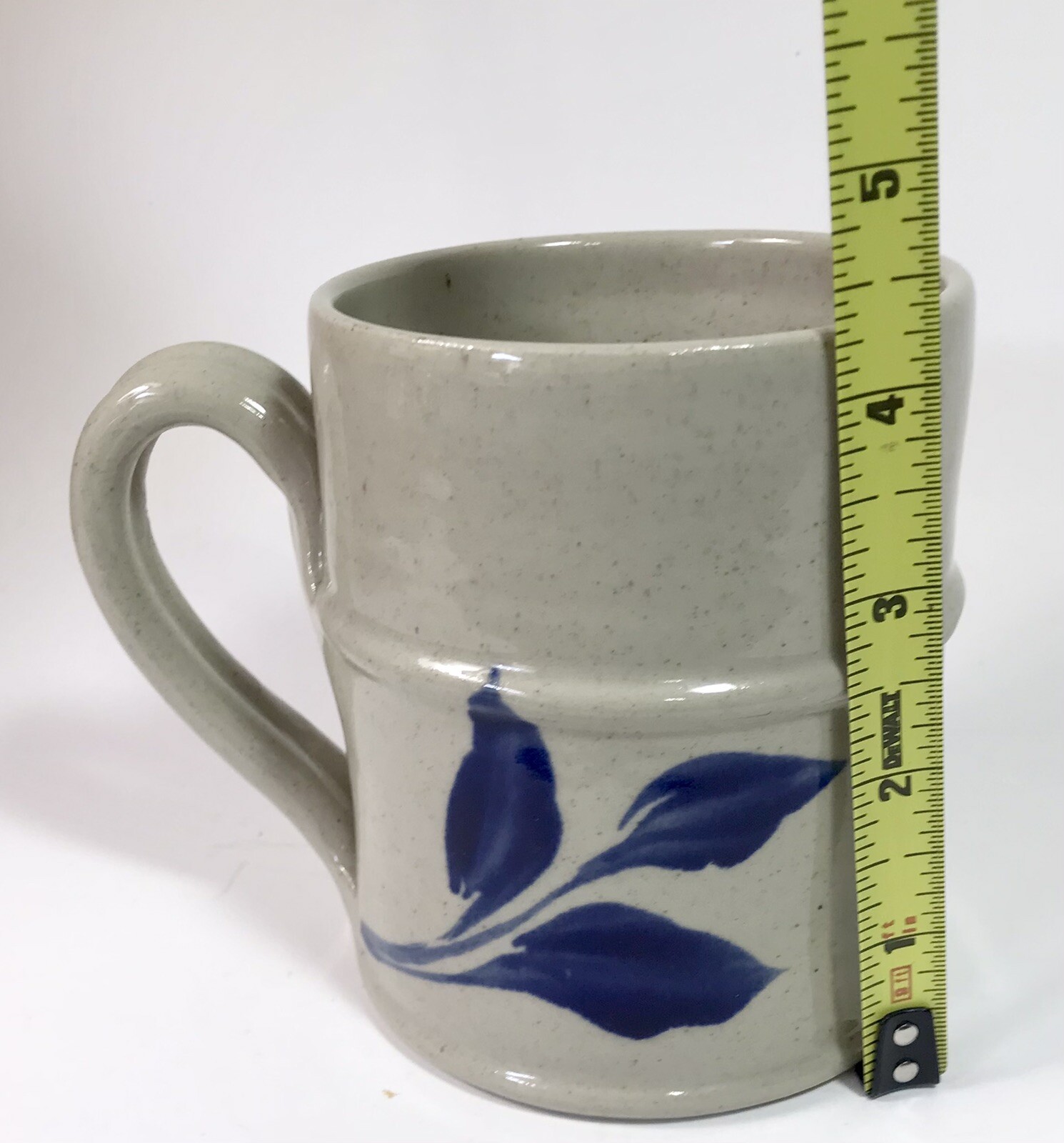 WPF Williamsburg Pottery Factory Mug Cobalt Blue Floral Design 2005 4.25″ S41