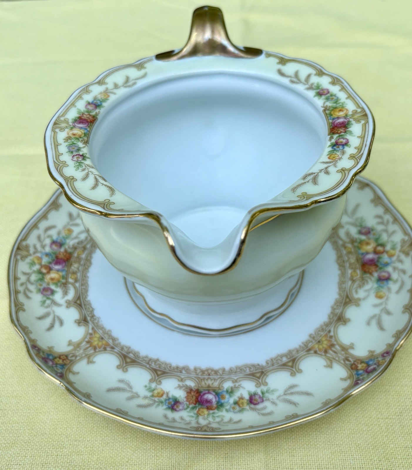 Paul Muller Selb Meadowbrook Antique Creamer And Saucer-Gold Trim