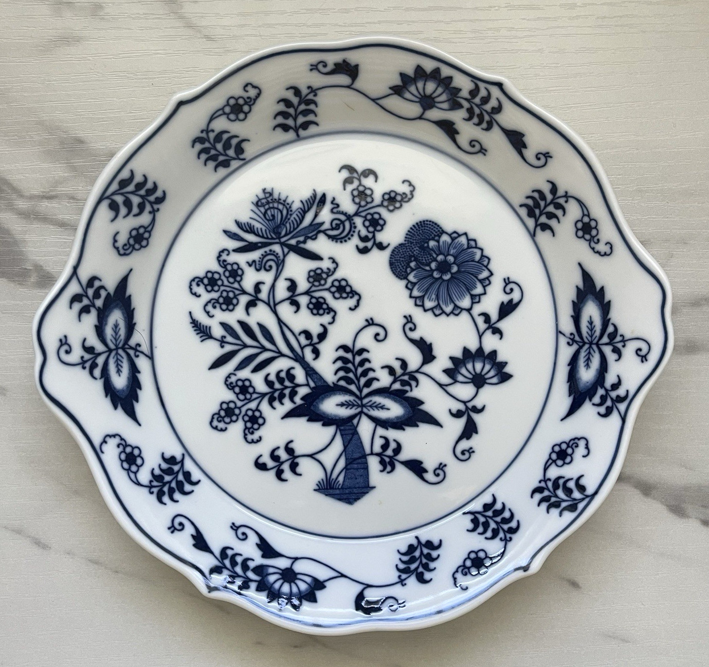 2 Blue Danube Individual Au Gratin Dish 7 1/2″ Across Handles Banner Ribbon Mark