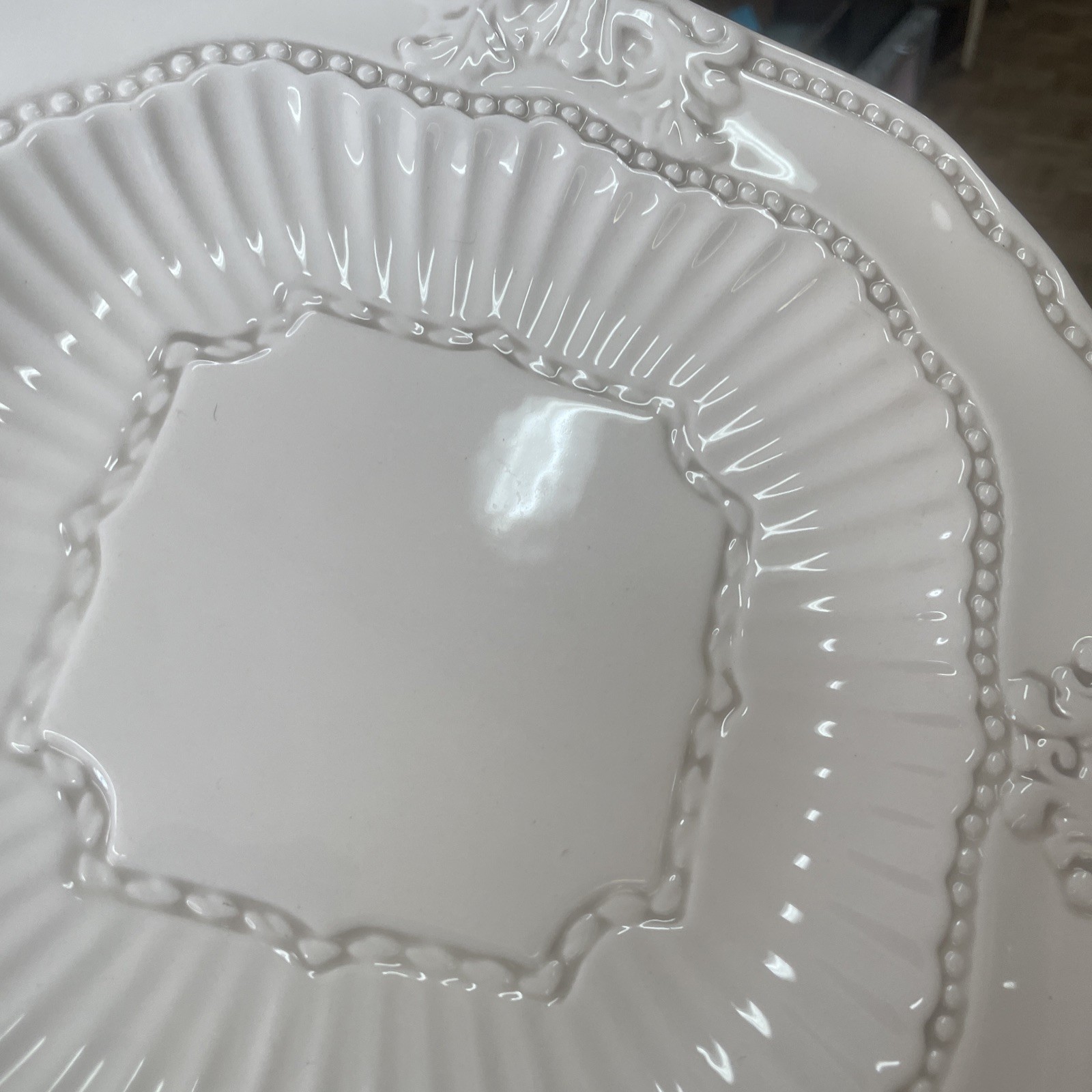 american atelier plates Dinner Creme Square 10.75 Baroque Set 6
