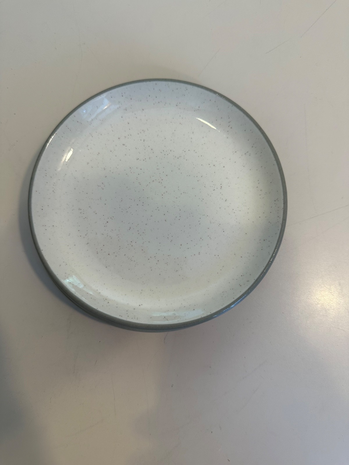 LOT of 3 Vintage Harkerware Stone Small 6” Plates Speckled Gray Trim