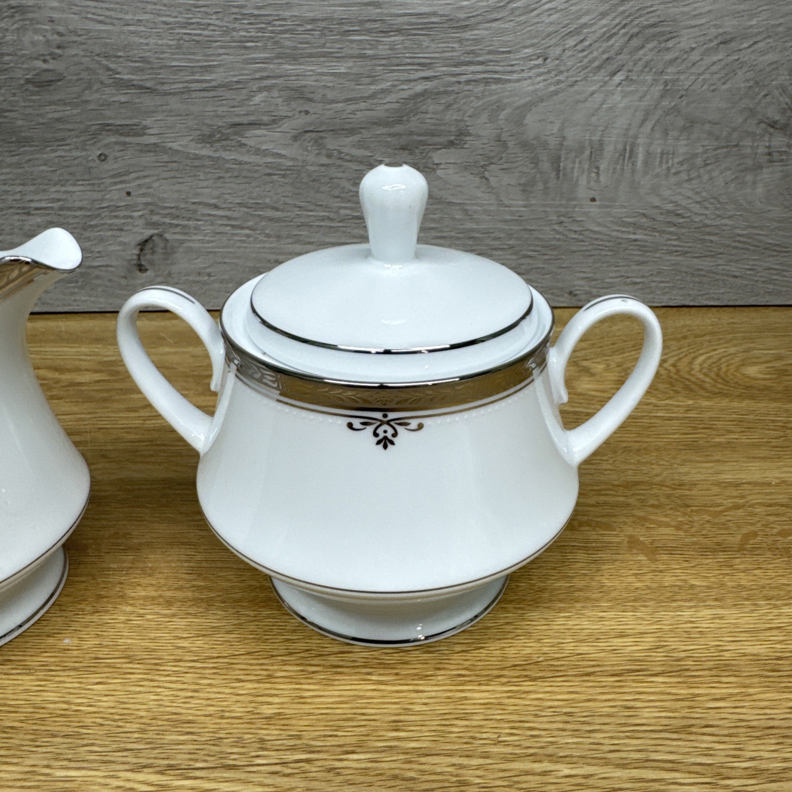 Noritake Buckingham Platinum Creamer And Sugar Bowl