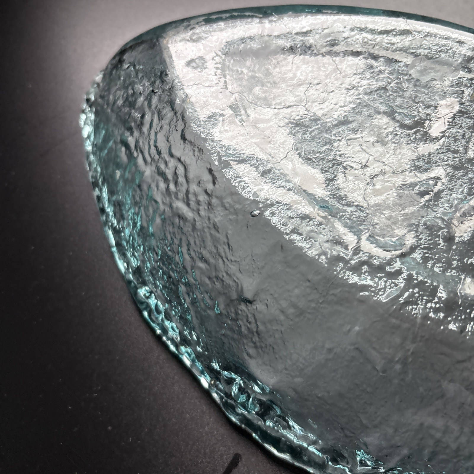 San Miguel Recycled Blue Green Art Glass Oval Bowl Made In Spain 13” X 7.75”