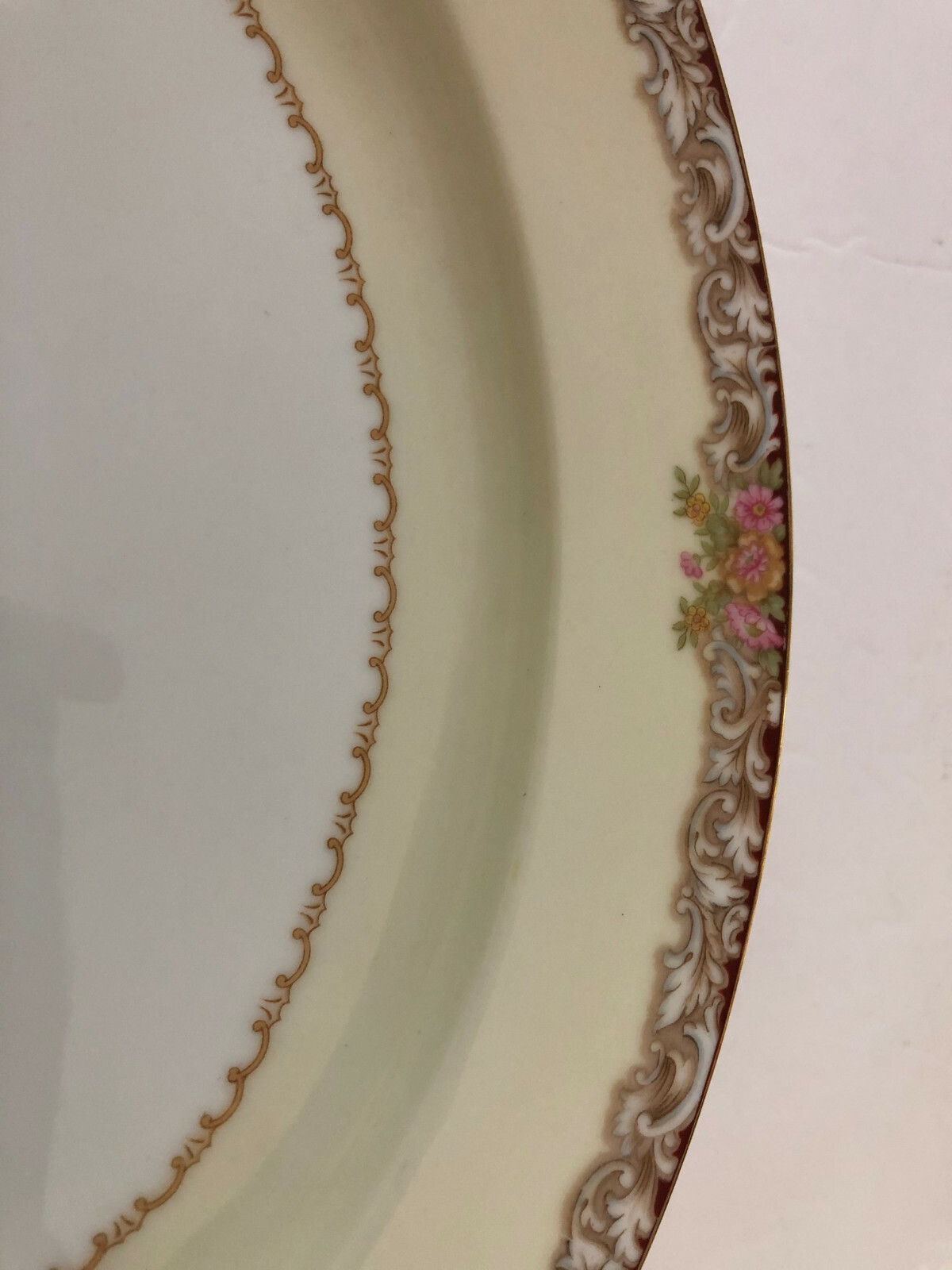 Noritake China Harmony 3906 Gold Trim Floral Border – 11″ OVAL SERVING PLATTER