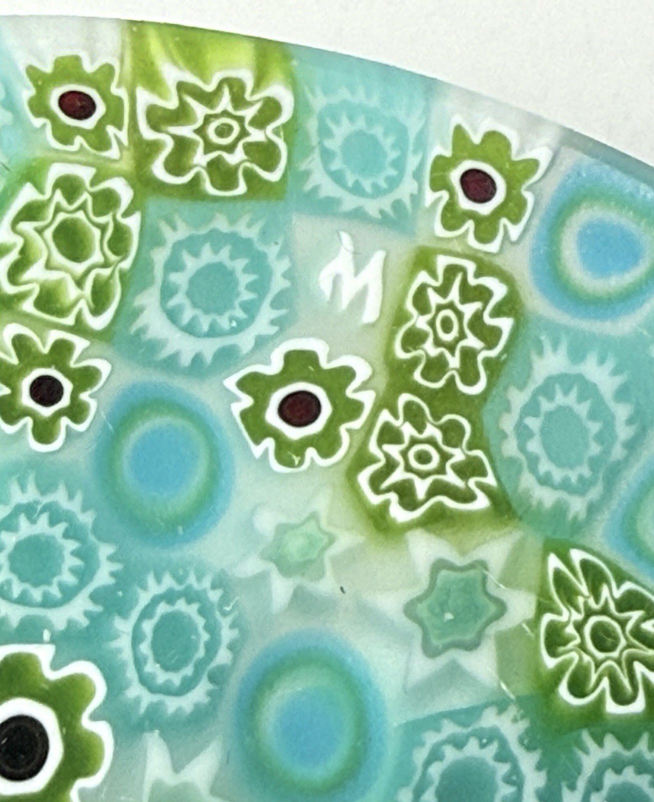 ERCOLE MORETTI Murano Millefiori Art Glass Dish Blue Green Plate Bowl Box COA