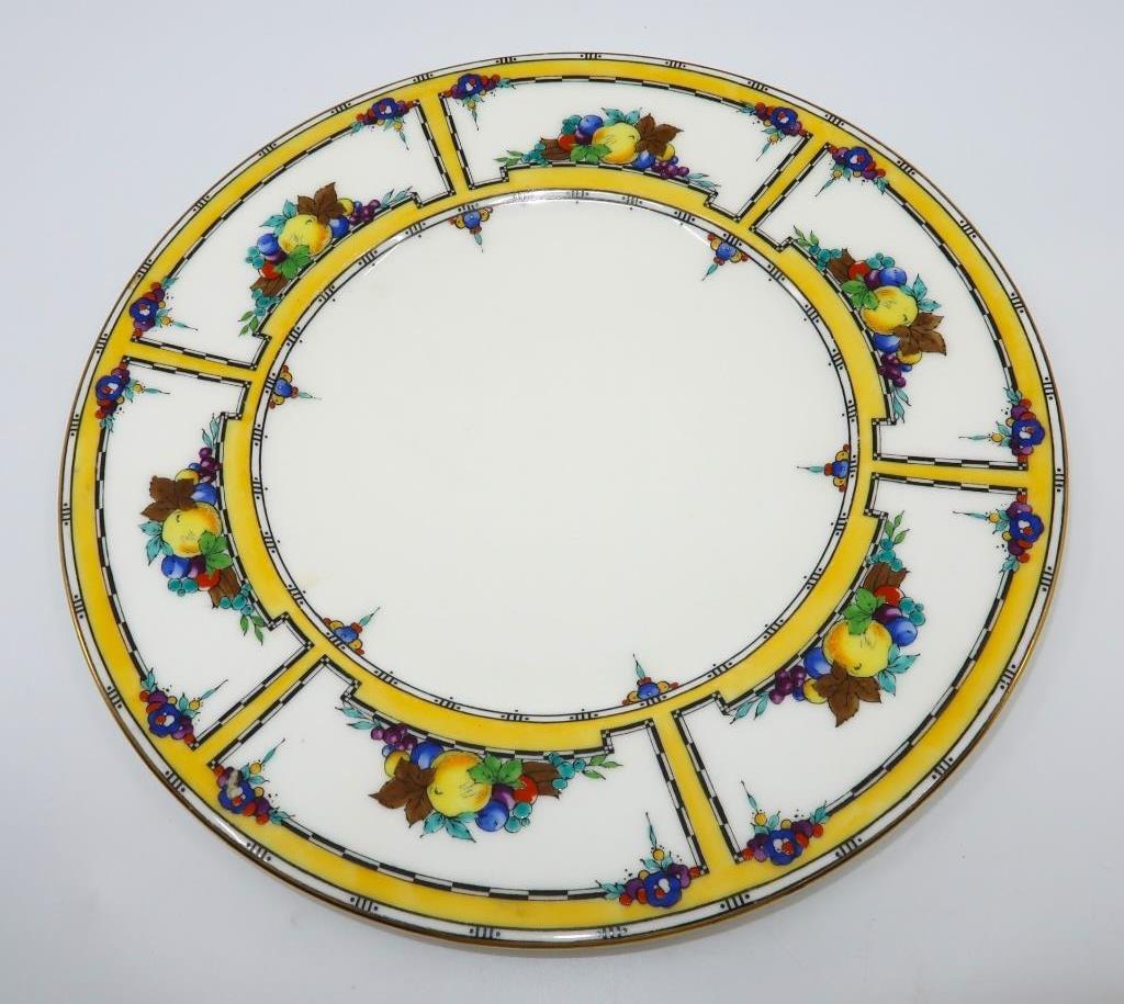 Minton H3614 Yellow Borders with Fruits & Flowers, Dinner Plate, 10 1/4″