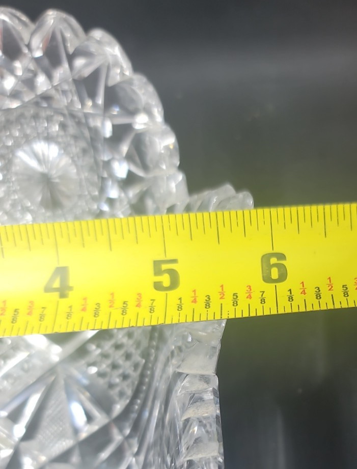 Antique American Brilliant Cut Glass Bowl Hobstar Sawtooth Crystal Centerpiece