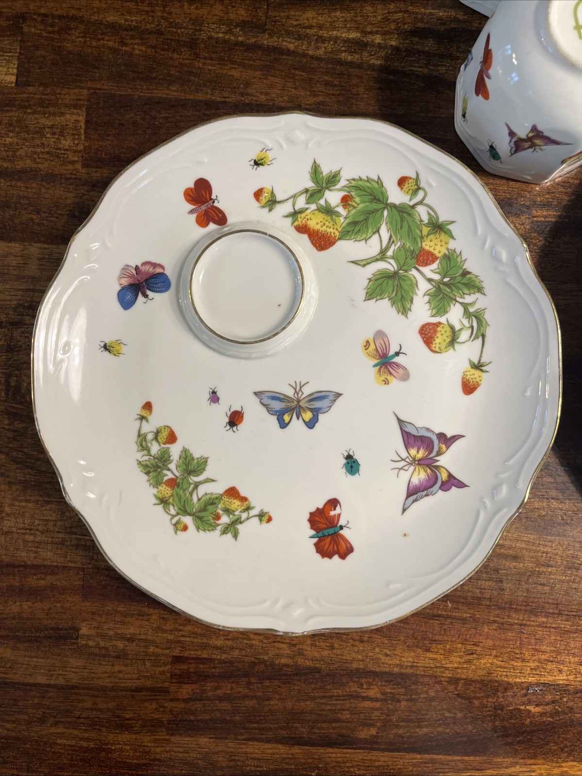 Vintage Ardalt Japan Lenwile Snack Set Strawberry Butterfly Cup Plate Lot x2